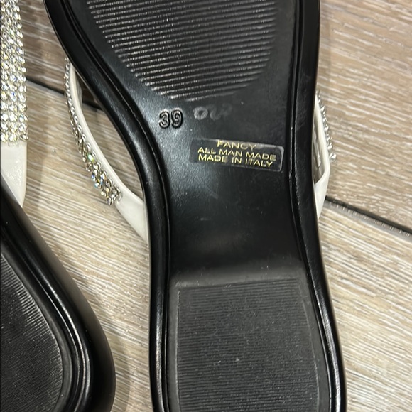 Apri -Man Made in Italy White Rhinestone Sandals with Cushioned Footbed - Picture 4 of 9